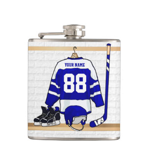 Flasques Hockey sur glace bleu et blanc personnalisé Jerse