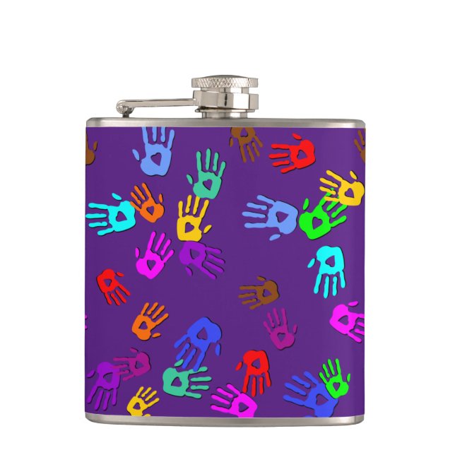 Flasques holiES - motif couleur mains 1 + votre backgr. (Devant)