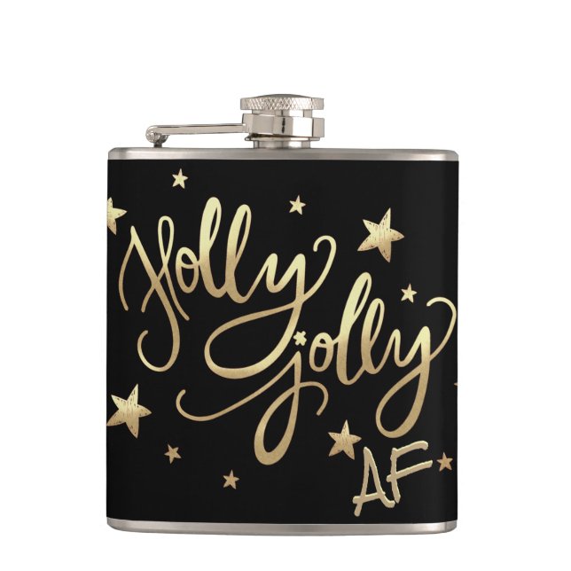 Flasques Holly Jolly AF | Shiny Gold Faux Foil Script (Devant)