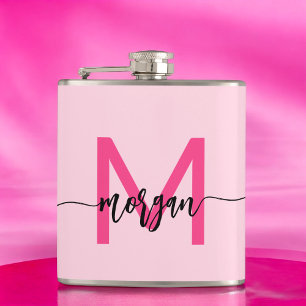 Flasques Hot rose Monogram Fête de la Bachelorette