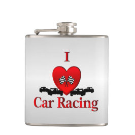 Flasques I Heart Car Racing Argent