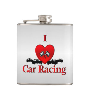 Flasques I Heart Car Racing Argent