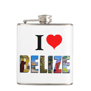 Flasques I Love Belize Heart Tropical Beach Travel Photos