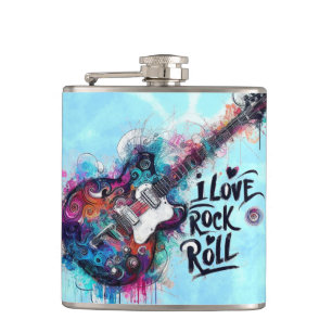 Flasques I Love Rock N Roll Electric Guitare Musique Art Bl