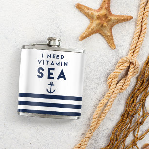 Flasques I Need Vitamin Sea Navy Anchor Quote