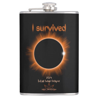 Flasques I Survived 2024 Eclipse Vinyl Wrapped Flask