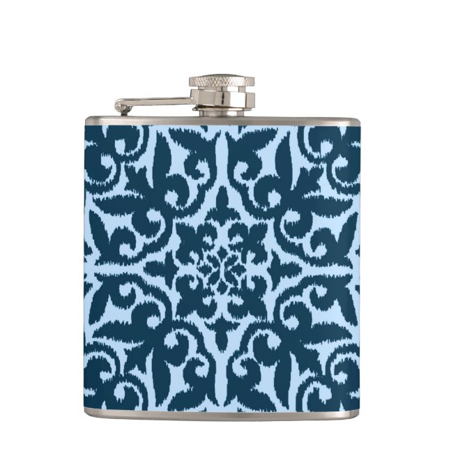 Flasques Ikat damask pattern - Indigo foncé et bleu clair (Devant)