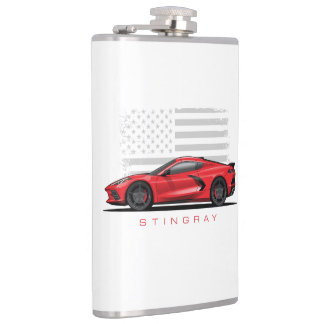 Flasques Illustration de Chevy Corvette C8 noire