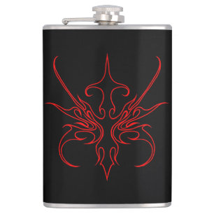 Flasques Illustration de ligne d'art tribal rouge et noir f
