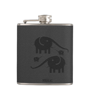 Flasques Illustration d'éléphant en cuir noir