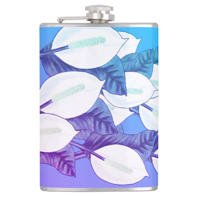 Flasques Illustration Lily blanche bleu pâle violet (Devant)