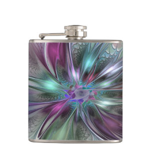 Flasques Imaginaire coloré Abstrait Fleur fractale moderne