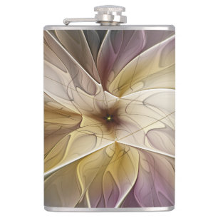 Flasques Imaginaire Floral Gold Eggplant Art Fractal Abstra