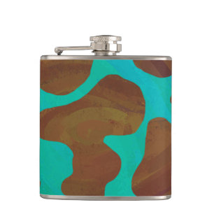Flasques Impression Brown et Turquoise de vache