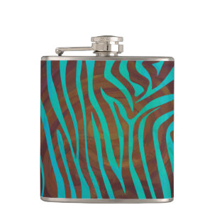 Flasques Impression Brown et Turquoise Zebra