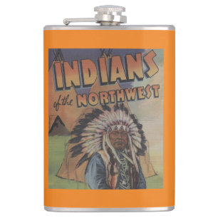 Flasques Indiens du nord-ouest - chef indien et Teepee