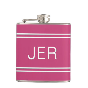 Flasques Initiales à trois lettres Monogramme Boisson rose 