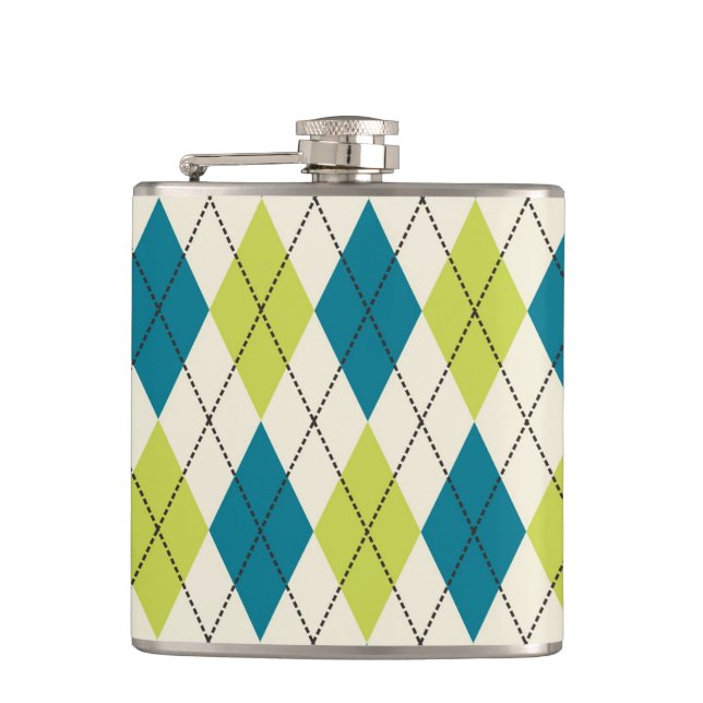 Flasques Jacquard bleu et vert (Devant)