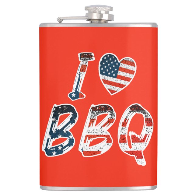 Flasques J'aime le barbecue, patriotique américain (Devant)