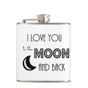 Flasques je t'aime jusqu'à la lune et retour noir blanc mod