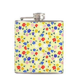 Flasques Joli délicat floral mignon sur fond jaune pastel