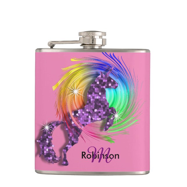 Flasques Joli Imaginaire Rainbow Unicorn Personnalisé (Devant)