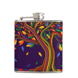 Flasques Jolie automne Arbre arc-en-ciel violet automne Tha