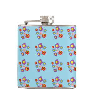 Flasques Jolie coccinelle et fleurs motif bleu clair