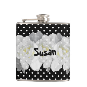 Flasques Jolie Gardenia blanche Fleurs sur noir et blanc