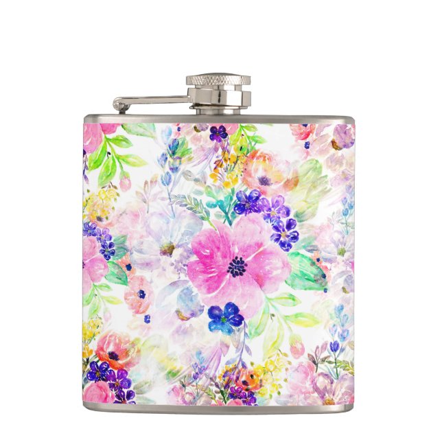 Flasques Jolies Fleurs Boho Floral Aquarelle Design (Devant)