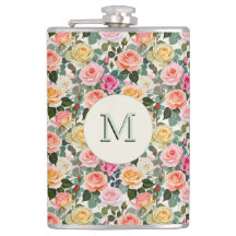 Jolies fleurs botaniques Roses Monogrammes