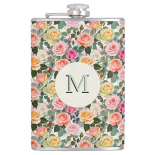 Flasques Jolies Roses Florales Botaniques Monogrammées