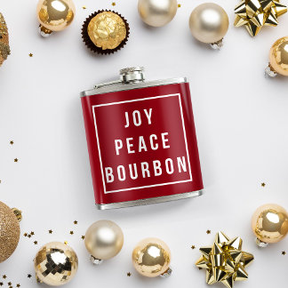 Flasques Joy Peace Bourbon | Red & White Funny Holiday
