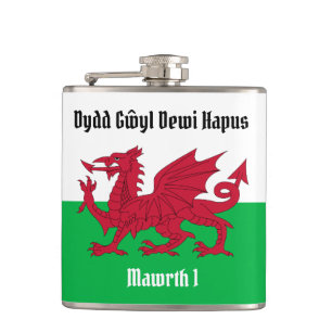 Flasques Joyeux St. David's Day Red Dragon Gallois Drapeau
