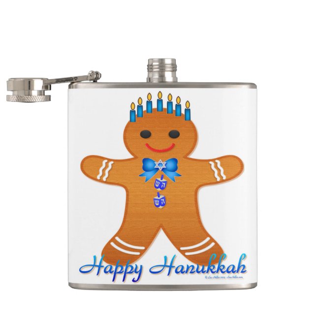 Flasques Judaïque Hanoukka Gingerbread Homme Menorah (Ouvert)
