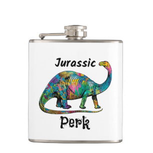 Flasques Jurassic Perk Dinosaure Coloré Blanc