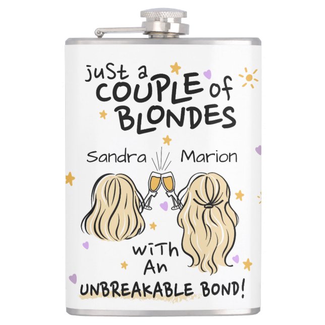 Flasques "Juste un couple de blondes" Nom personnalisé Fiol (Devant)