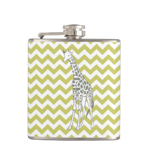 Flasques Kaki Safari Chevron avec Pop Art Giraffe