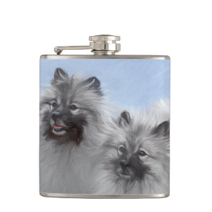 Flasques Keeshond Paire de Kees Peinture Art animal origina