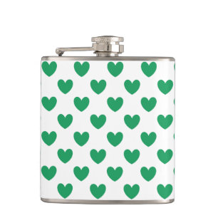 Flasques Kelly Coeurs polka vert sur blanc