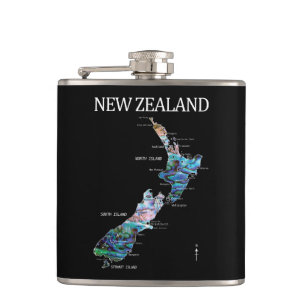 FLASQUES KIWI NOUVELLE ZÉLANDE KIWI CARTE PAUA