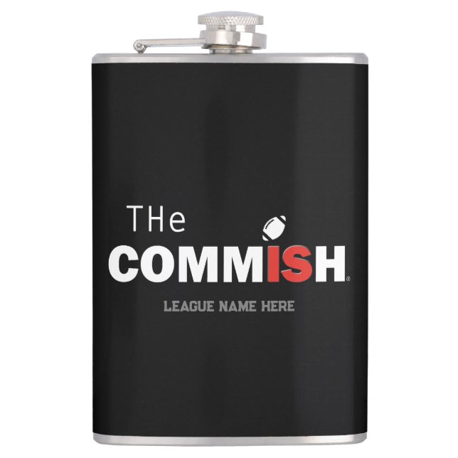 Flasques La Commish Custom Flask Ajouter Leagur Name (Devant)