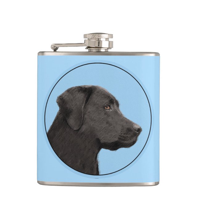 Flasques Labrador Retriever Black Peinture Original Chien A (Devant)