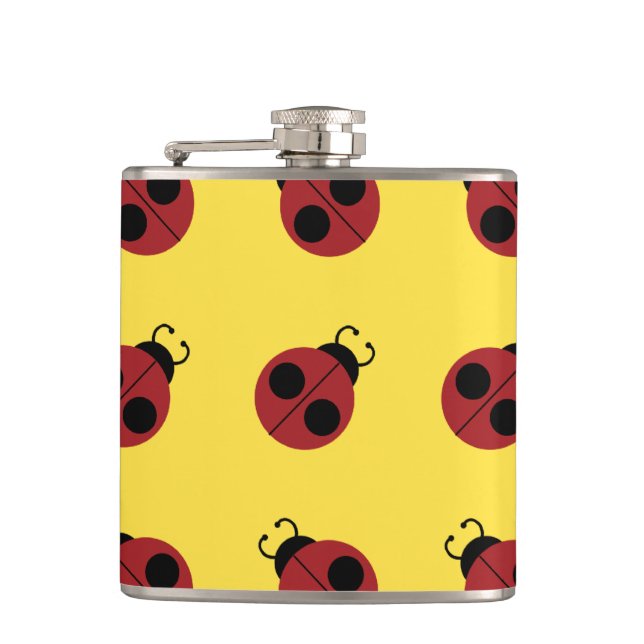 Flasques Ladybug 60s rétro cool rouge jaune (Devant)