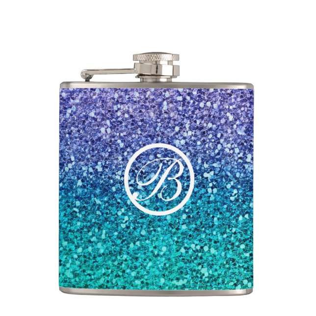 Flasques Lavender Purple & Teal Aqua Green Sparkly Glitter (Devant)