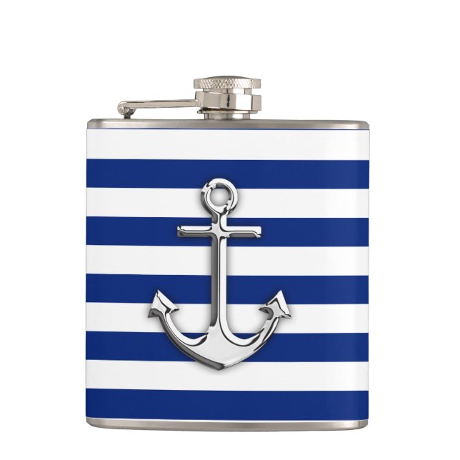 Flasques Le chrome comme l'Ancre sur le bleu marine barre (Devant)