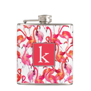Flasques Le Flamant rose d'aquarelle dans les aquarelles