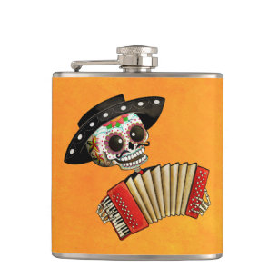 Flasques Le jour du mariachi mort d'EL de squelette