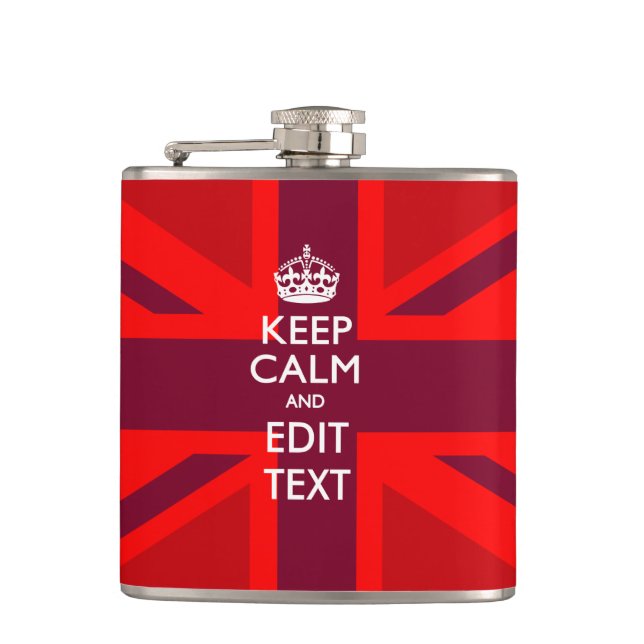 Flasques Le rouge gardent le calme et votre texte sur le (Devant)