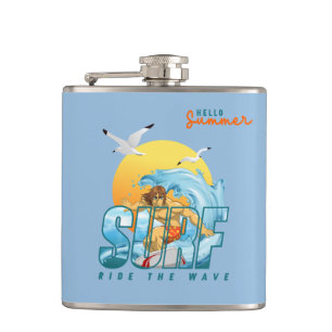 Flasques Le surfeur fait le tour de la vague   M